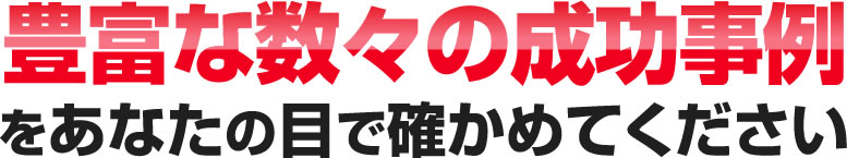 豊富な数々の成功事例をあなたの目で確かめてください